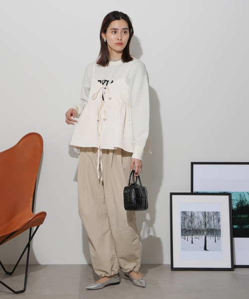 NANO universe（ナノユニバース）の「前後2wayキャミソールビスチェ（キャミソール・レディース・ブラック/アイボリー/カーキブラウン・FREE）」の16枚目の写真