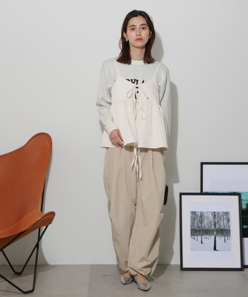 NANO universe（ナノユニバース）の「前後2wayキャミソールビスチェ（キャミソール・レディース・ブラック/アイボリー/カーキブラウン・FREE）」の19枚目の写真