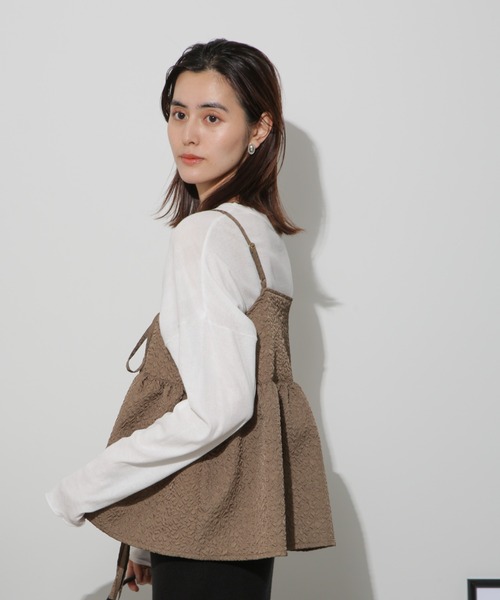 NANO universe（ナノユニバース）の「前後2wayキャミソールビスチェ（キャミソール・レディース・ブラック/アイボリー/カーキブラウン・FREE）」の20枚目の写真