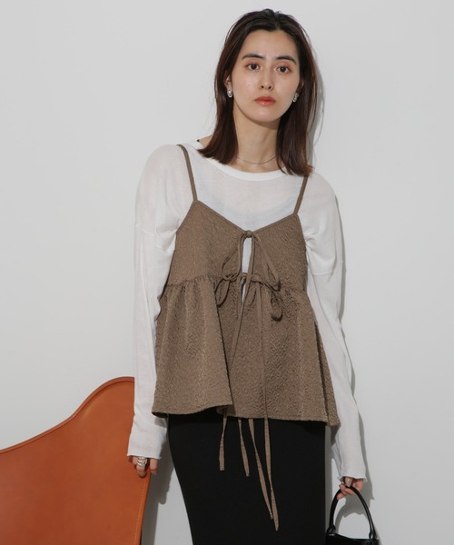 NANO universe（ナノユニバース）の「前後2wayキャミソールビスチェ（キャミソール・レディース・ブラック/アイボリー/カーキブラウン・FREE）」の21枚目の写真