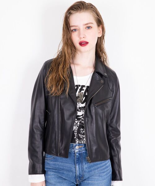 HYSTERIC GLAMOUR（ヒステリックグラマー）の「ラムレザーバックレースアップ ライダースジャケット（ライダースジャケット・レディース・シルバー/ブラック・SMALL/MEDIUM）」の9枚目の写真