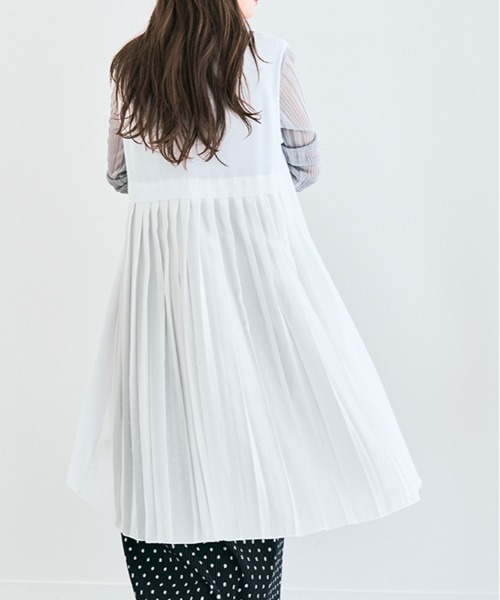 kirakiraShop(キラキラショップ)の「バック プリーツ ニットソー ロング ジレ(ベスト・レディース・ネイビー/モカ/グレー/ブラック/ホワイト・L/M)」の8枚目の写真