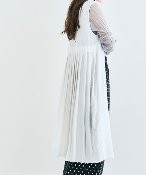 kirakiraShop(キラキラショップ)の「バック プリーツ ニットソー ロング ジレ(ベスト・レディース・ネイビー/モカ/グレー/ブラック/ホワイト・L/M)」の11枚目の写真