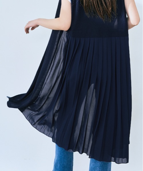 kirakiraShop(キラキラショップ)の「バック プリーツ ニットソー ロング ジレ(ベスト・レディース・ネイビー/モカ/グレー/ブラック/ホワイト・L/M)」の22枚目の写真