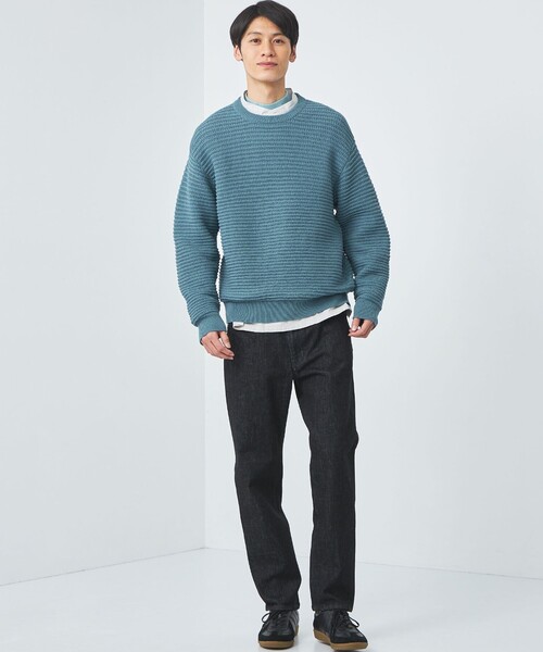 green label relaxing（グリーンレーベルリラクシング）の「テープメッシュ クルーネック ニット（ニット/セーター・メンズ・ライトブルー/ホワイト/ダークグレー・S/M/L/XL）」の15枚目の写真