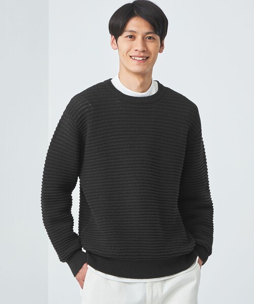green label relaxing（グリーンレーベルリラクシング）の「テープメッシュ クルーネック ニット（ニット/セーター・メンズ・ライトブルー/ホワイト/ダークグレー・S/M/L/XL）」の9枚目の写真
