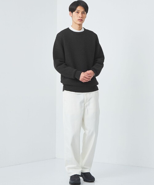 green label relaxing（グリーンレーベルリラクシング）の「テープメッシュ クルーネック ニット（ニット/セーター・メンズ・ライトブルー/ホワイト/ダークグレー・S/M/L/XL）」の10枚目の写真