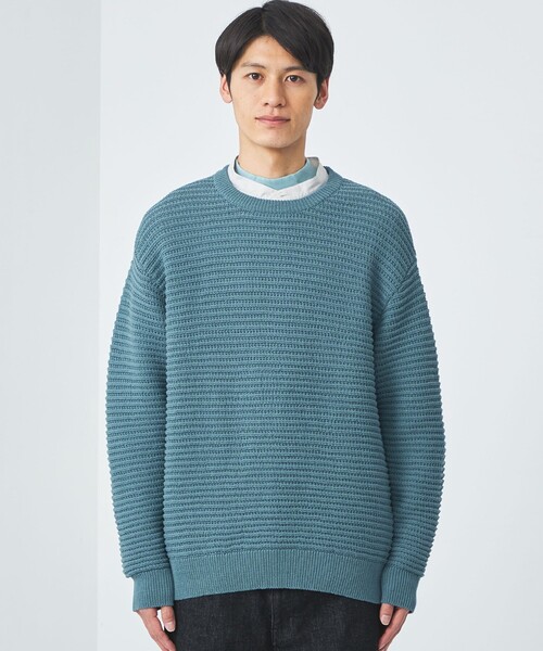 green label relaxing（グリーンレーベルリラクシング）の「テープメッシュ クルーネック ニット（ニット/セーター・メンズ・ライトブルー/ホワイト/ダークグレー・S/M/L/XL）」の11枚目の写真