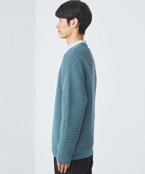 green label relaxing（グリーンレーベルリラクシング）の「テープメッシュ クルーネック ニット（ニット/セーター・メンズ・ライトブルー/ホワイト/ダークグレー・S/M/L/XL）」の12枚目の写真