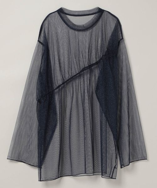 JEANASIS（ジーナシス）の「ギャザーラメチュールプルオーバー/106590（Tシャツ/カットソー・レディース・オフホワイト/ネイビー/ブラック・FREE）」の3枚目の写真