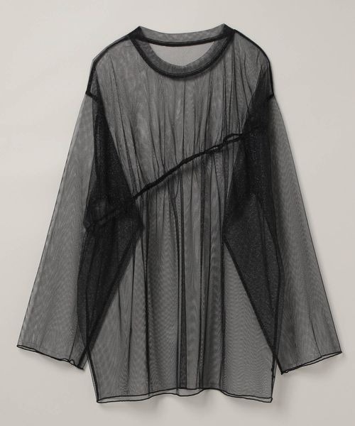 JEANASIS（ジーナシス）の「ギャザーラメチュールプルオーバー/106590（Tシャツ/カットソー・レディース・オフホワイト/ネイビー/ブラック・FREE）」の12枚目の写真