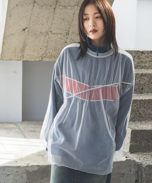 JEANASIS（ジーナシス）の「ギャザーラメチュールプルオーバー/106590（Tシャツ/カットソー・レディース・オフホワイト/ネイビー/ブラック・FREE）」の4枚目の写真