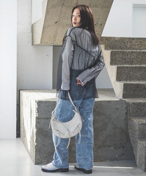 JEANASIS（ジーナシス）の「ギャザーラメチュールプルオーバー/106590（Tシャツ/カットソー・レディース・オフホワイト/ネイビー/ブラック・FREE）」の8枚目の写真