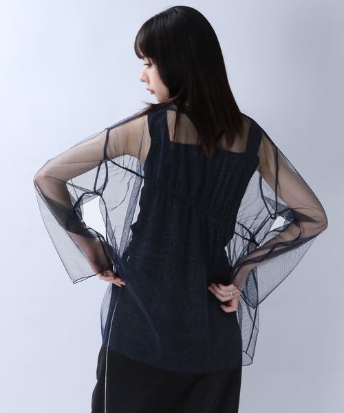 JEANASIS（ジーナシス）の「ギャザーラメチュールプルオーバー/106590（Tシャツ/カットソー・レディース・オフホワイト/ネイビー/ブラック・FREE）」の11枚目の写真