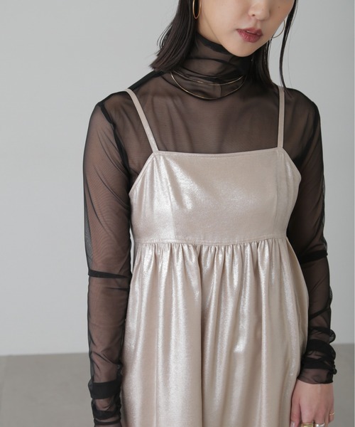 FREE'S MART（フリーズマート）の「◆バックオープンフレアマキシキャミワンピース（ワンピース・レディース・ブラック/ベージュ・SMALL/MEDIUM）」の12枚目の写真