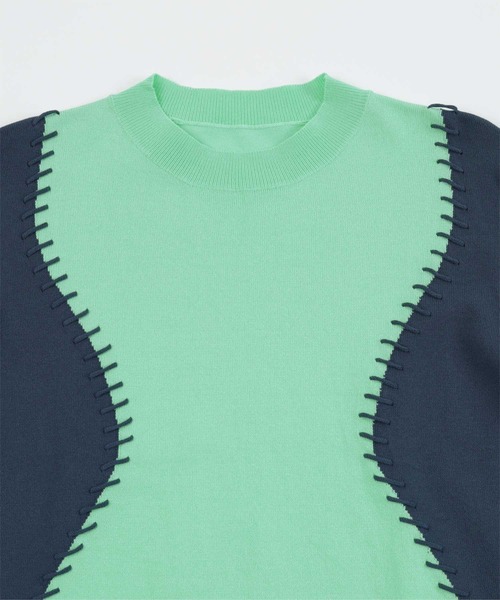 miette(ミエット)の「バイカラーウェーブステッチトップス(Tシャツ/カットソー・レディース・ピンク系その他/ホワイト系その他/グリーン系その他/ブルー系その他・FREE)」の9枚目の写真
