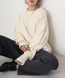 Distressed grunge crew neck knit / ダメージ加工 グランジクルーネックニット unisex