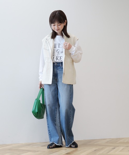 AMERICAN HOLIC（アメリカンホリック）の「ミリタリーアウトポケットベスト（ベスト・レディース・カーキ/アイボリー・FREE）」の5枚目の写真