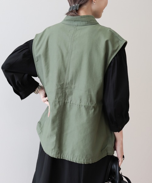 AMERICAN HOLIC（アメリカンホリック）の「ミリタリーアウトポケットベスト（ベスト・レディース・カーキ/アイボリー・FREE）」の10枚目の写真