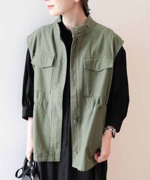 AMERICAN HOLIC（アメリカンホリック）の「ミリタリーアウトポケットベスト（ベスト・レディース・カーキ/アイボリー・FREE）」の12枚目の写真