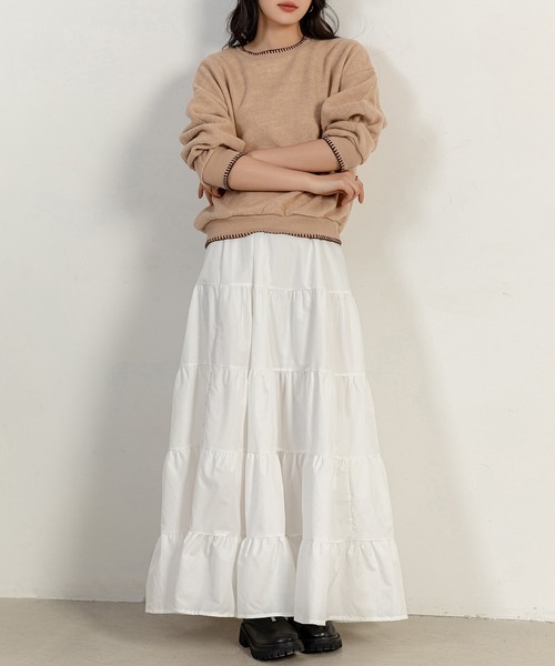 DAY CLOSET（デイ クローゼット）の「レディース 長袖起毛バイカラーステッチスウェット（スウェット・レディース・ベージュ/ホワイト/レッド・FREE）」の19枚目の写真