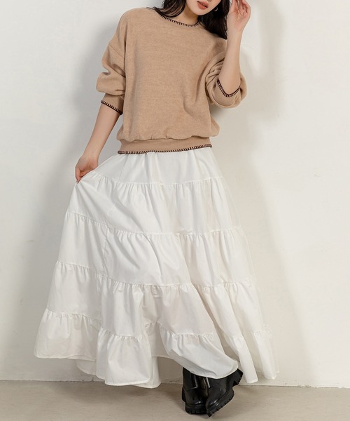 DAY CLOSET（デイ クローゼット）の「レディース 長袖起毛バイカラーステッチスウェット（スウェット・レディース・ベージュ/ホワイト/レッド・FREE）」の20枚目の写真