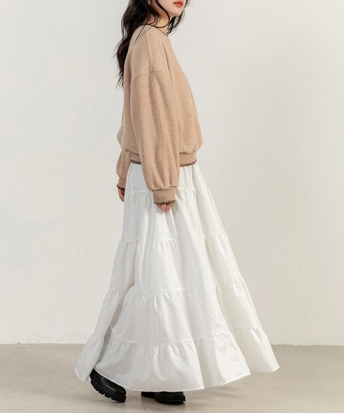 DAY CLOSET（デイ クローゼット）の「レディース 長袖起毛バイカラーステッチスウェット（スウェット・レディース・ベージュ/ホワイト/レッド・FREE）」の21枚目の写真