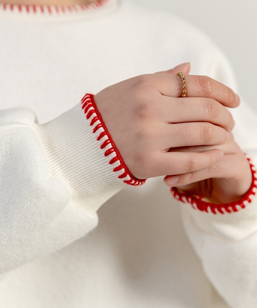 DAY CLOSET（デイ クローゼット）の「レディース 長袖起毛バイカラーステッチスウェット（スウェット・レディース・ベージュ/ホワイト/レッド・FREE）」の17枚目の写真