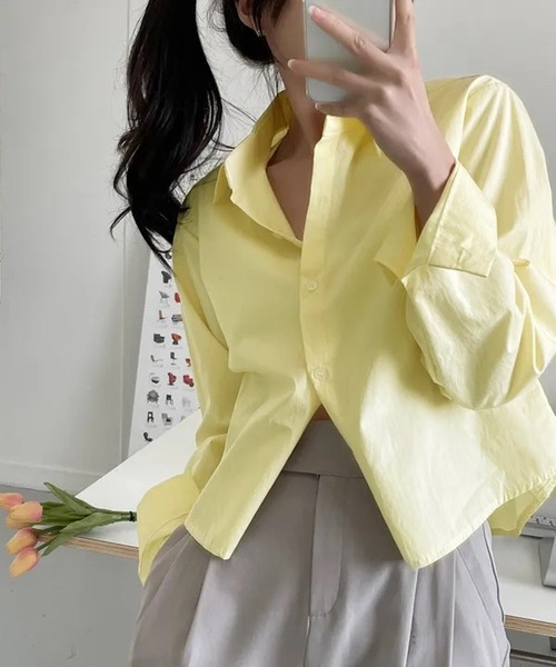 HALEY PESCA（ヘーリーペスカ）の「HALEY PESCA/クロップドカラーシャツ（シャツ/ブラウス・レディース・ホワイト/グリーン/ブルー/ネイビー/イエロー・SMALL/MEDIUM/LARGE）」の5枚目の写真