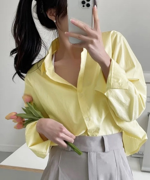 HALEY PESCA（ヘーリーペスカ）の「HALEY PESCA/クロップドカラーシャツ（シャツ/ブラウス・レディース・ホワイト/グリーン/ブルー/ネイビー/イエロー・SMALL/MEDIUM/LARGE）」の12枚目の写真