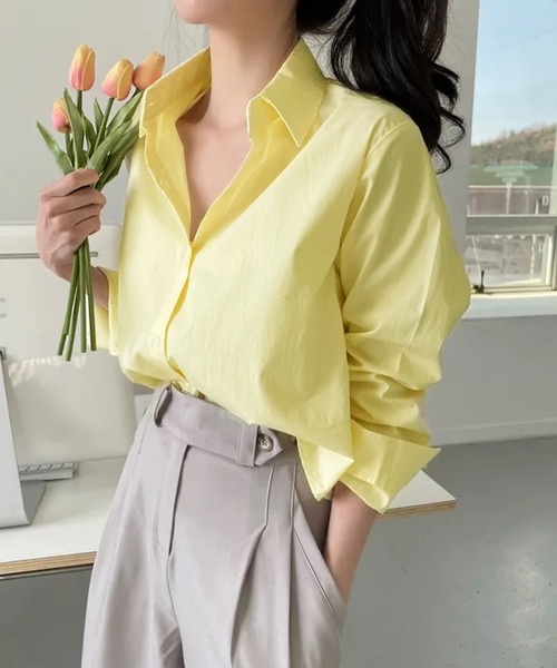 HALEY PESCA（ヘーリーペスカ）の「HALEY PESCA/クロップドカラーシャツ（シャツ/ブラウス・レディース・ホワイト/グリーン/ブルー/ネイビー/イエロー・SMALL/MEDIUM/LARGE）」の9枚目の写真