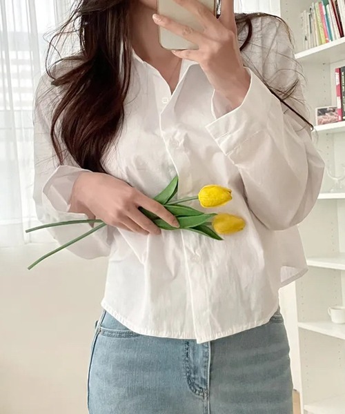 HALEY PESCA（ヘーリーペスカ）の「HALEY PESCA/クロップドカラーシャツ（シャツ/ブラウス・レディース・ホワイト/グリーン/ブルー/ネイビー/イエロー・SMALL/MEDIUM/LARGE）」の7枚目の写真