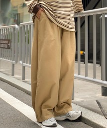 コットンギャバタックカーブパンツ - cotton gabardine tuck curved