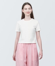 婦人 ムラ糸ショート丈半袖Tシャツ(クルーネック)