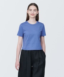 婦人 ムラ糸ショート丈半袖Tシャツ(クルーネック)