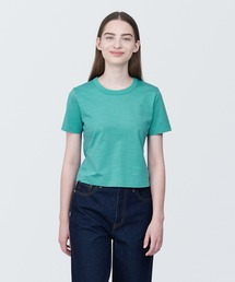 婦人 ムラ糸ショート丈半袖Tシャツ(クルーネック)