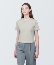 婦人 ムラ糸ショート丈半袖Tシャツ(クルーネック)
