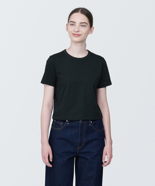 無印良品（ムジルシリョウヒン）の「婦人　ムラ糸ショート丈半袖Ｔシャツ（クルーネック）（Tシャツ/カットソー・レディース・レッド/ライトグリーン/ライトグレー/ホワイト/ブルー/ブラック・XL/L/M/S）」の3枚目の写真