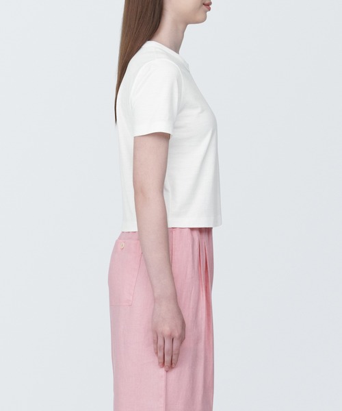 無印良品（ムジルシリョウヒン）の「婦人　ムラ糸ショート丈半袖Ｔシャツ（クルーネック）（Tシャツ/カットソー・レディース・レッド/ライトグリーン/ライトグレー/ホワイト/ブルー/ブラック・XL/L/M/S）」の15枚目の写真