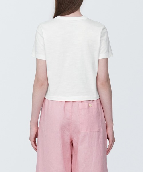 無印良品（ムジルシリョウヒン）の「婦人　ムラ糸ショート丈半袖Ｔシャツ（クルーネック）（Tシャツ/カットソー・レディース・レッド/ライトグリーン/ライトグレー/ホワイト/ブルー/ブラック・XL/L/M/S）」の16枚目の写真
