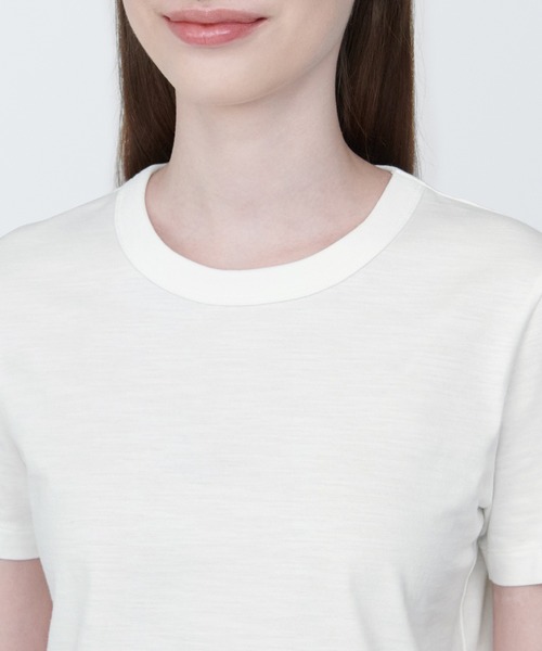フー 紐ギャザーTシャツ カットソー 半袖 クルーネック ショート丈 2 白 フー 紐ギャザーTシャツ カットソー 半袖 クルーネック ショート丈 2