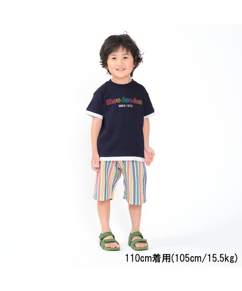 Moujonjon(ムージョンジョン)の「カラフルロゴプリント半袖Tシャツ(Tシャツ/カットソー・キッズ・ホワイト/ネイビー・80/90/100/110/120/130/140)」の2枚目の写真