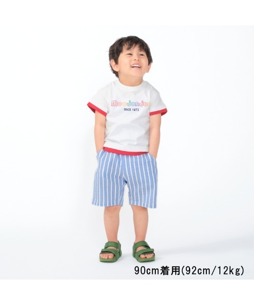 Moujonjon(ムージョンジョン)の「カラフルロゴプリント半袖Tシャツ(Tシャツ/カットソー・キッズ・ホワイト/ネイビー・80/90/100/110/120/130/140)」の1枚目の写真