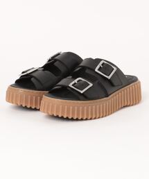 CLARKS スライド シャンパン メタリック サンダル スニーカー セール】Brookleigh Sun / ブルックリーサン (ブラックレザー