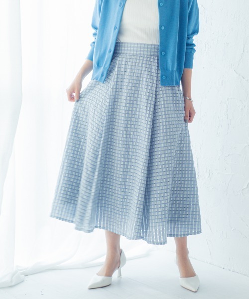 Petitjo(プッチージョ)の「小さいサイズ 綿混シアーチェック柄スカート 低身長さん・小柄女性(スカート・レディース・ブルー/ブラック/ホワイト・PSS/PS/PM/PL)」の19枚目の写真