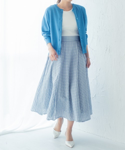 Petitjo(プッチージョ)の「小さいサイズ 綿混シアーチェック柄スカート 低身長さん・小柄女性(スカート・レディース・ブルー/ブラック/ホワイト・PSS/PS/PM/PL)」の15枚目の写真