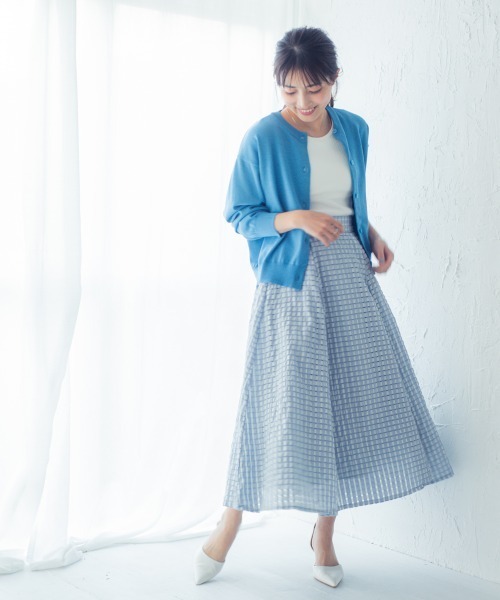 Petitjo(プッチージョ)の「小さいサイズ 綿混シアーチェック柄スカート 低身長さん・小柄女性(スカート・レディース・ブルー/ブラック/ホワイト・PSS/PS/PM/PL)」の18枚目の写真