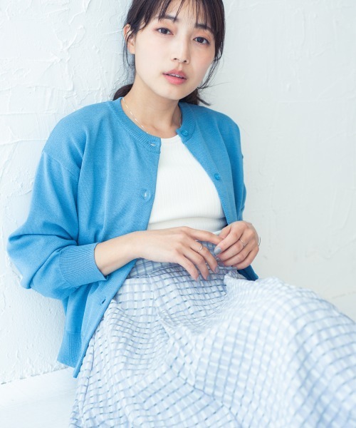 Petitjo(プッチージョ)の「小さいサイズ 綿混シアーチェック柄スカート 低身長さん・小柄女性(スカート・レディース・ブルー/ブラック/ホワイト・PSS/PS/PM/PL)」の10枚目の写真