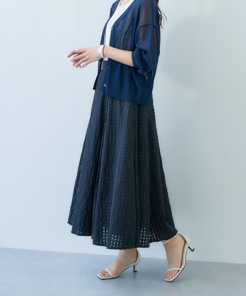 Petitjo(プッチージョ)の「小さいサイズ 綿混シアーチェック柄スカート 低身長さん・小柄女性(スカート・レディース・ブルー/ブラック/ホワイト・PSS/PS/PM/PL)」の14枚目の写真