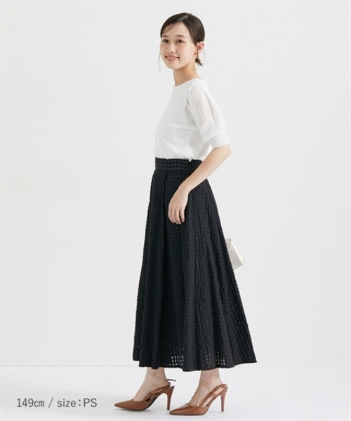 Petitjo(プッチージョ)の「小さいサイズ 綿混シアーチェック柄スカート 低身長さん・小柄女性(スカート・レディース・ブルー/ブラック/ホワイト・PSS/PS/PM/PL)」の22枚目の写真